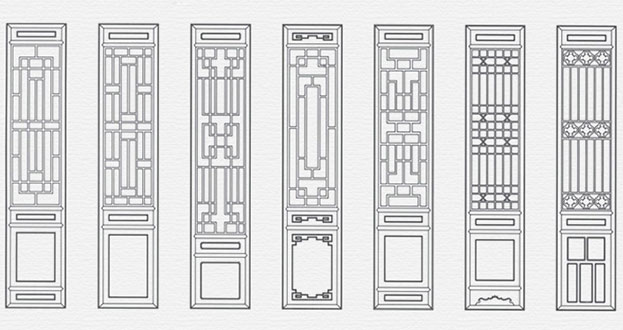 贡井常用中式仿古花窗图案隔断设计图